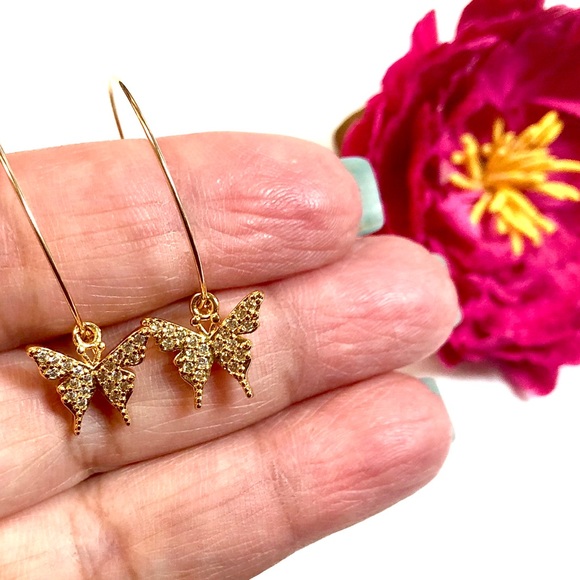 Butterfly Earrings, Hoops, Dragonfly, Flower - Picture 3 of 8